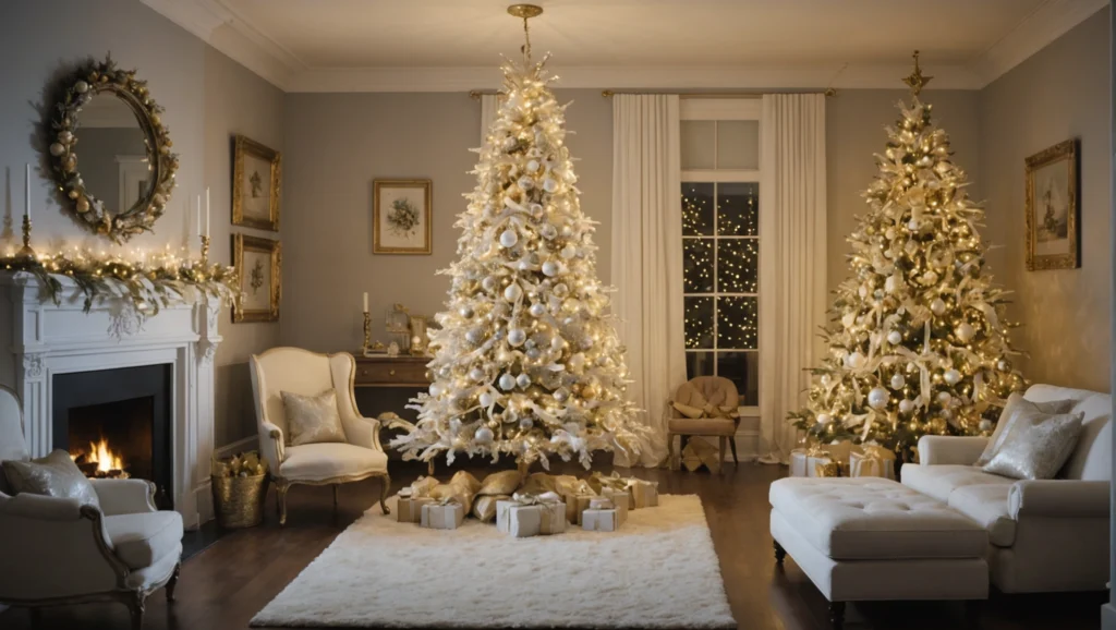 ideen weißer tannenbaum geschmückt